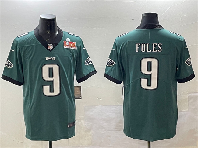 Men's Green Philadelphia Eagles #9 Nick Foles 2025 Super Bowl LIX Patch Vapor Untouchable Limited Stitched Football Jersey